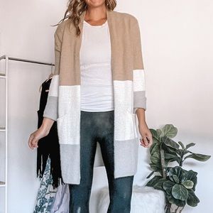Fuzzy Colorblock cardigan